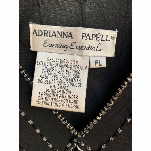 Adrianna Papell evening black beaded 100% silk top - Picture 3 of 5